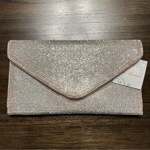 NWT Lulu Townsend Gold Rhinestone Envelope Clutch